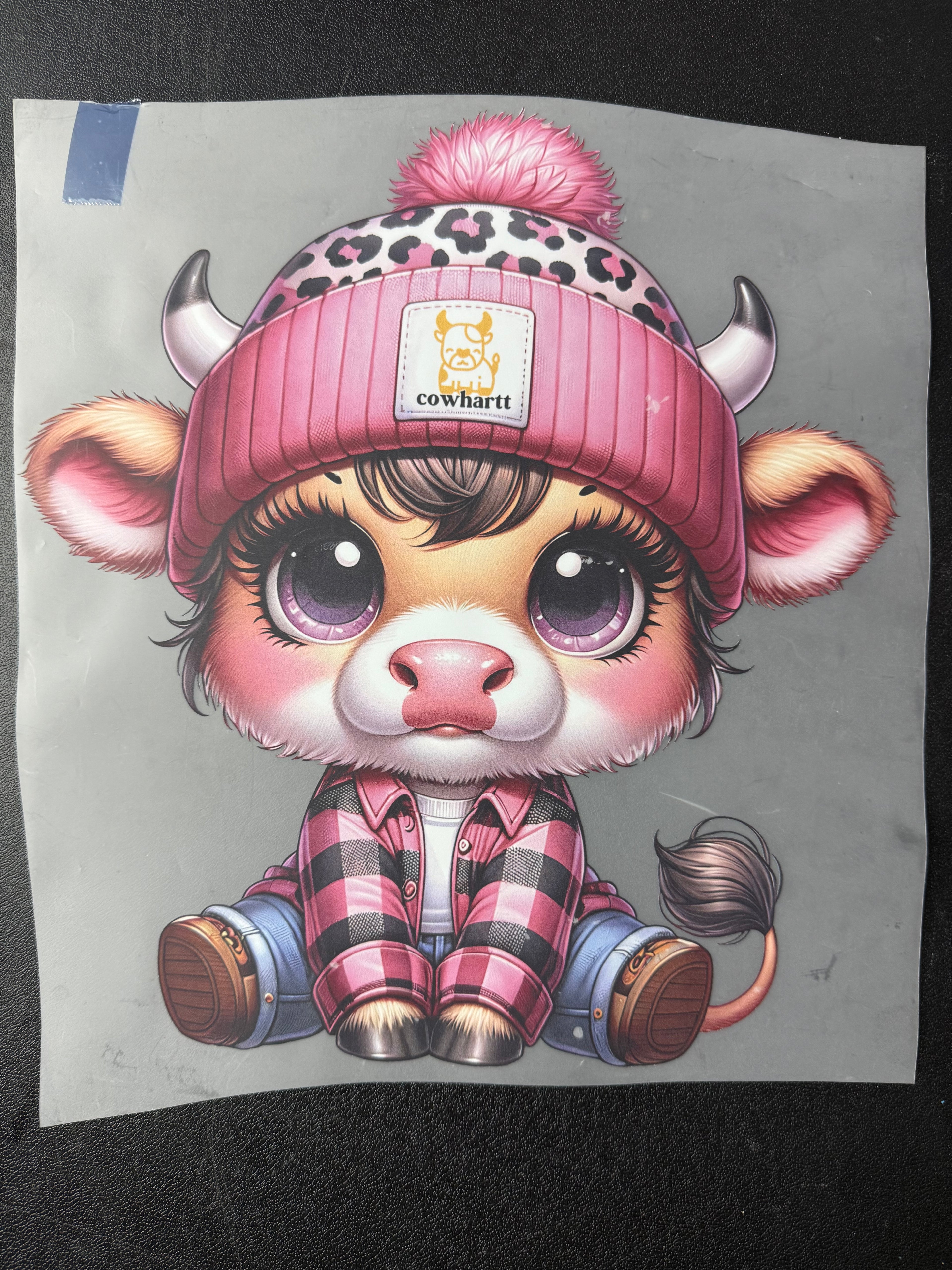 Plaid pink cow