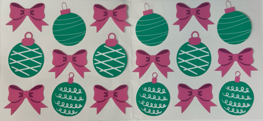 Pink/Green Ornaments & Bows