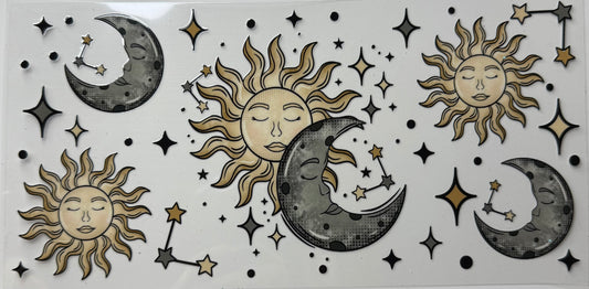 Gray and yellow moon