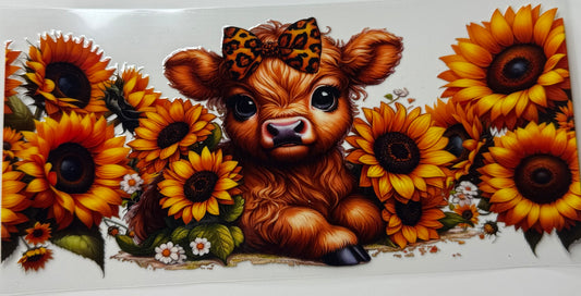 Cow and sunflowers
