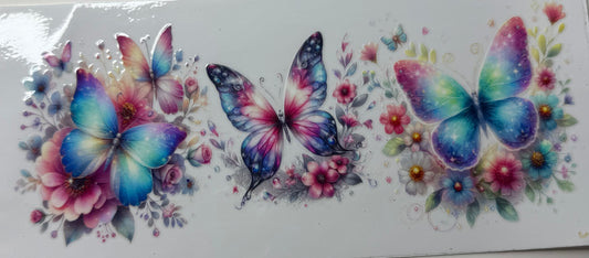 Orange teal pink butterflies